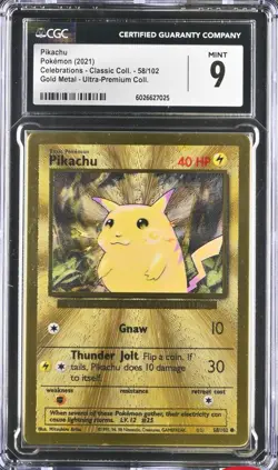 CGC 9 Gold Metal Pikachu 58 SWSH Celebrations UPC 25Promo Pokemon Card Nm Mint - Image 3