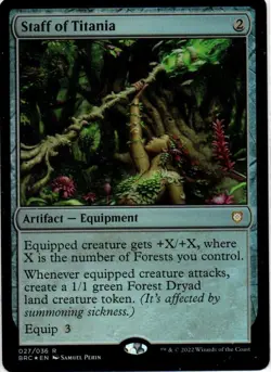 MTG: The Brothers' War Commander: Foil Staff of Titania: LP Condition - Image 1