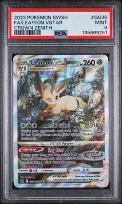 2023 POKEMON SWORD & SHIELD CROWN ZENITH #GG35 FULL ART/LEAFEON VSTAR PSA 9 - Image 1