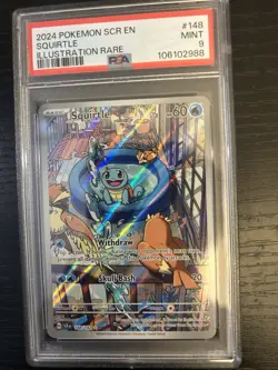Pokemon 2024 SCR En-Stellar Crown Squirtle Illustration Rare 148, PSA 9 Mint - Image 1