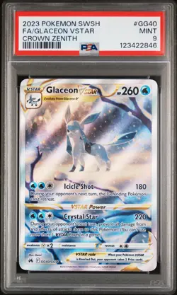 2023 POKEMON SWORD & SHIELD CROWN ZENITH #GG40 FULL ART/GLACEON VSTAR PSA 9 - Image 1