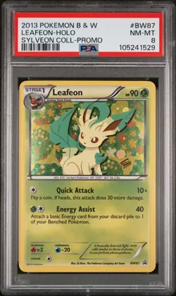 2013 POKEMON BLACK STAR PROMO LEAFEON #BW87 HOLO FOIL PSA 8 NM-MT #105241529 - Image 1
