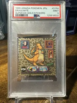 1999 Pokemon Amada Super DX Gold D158 Dragonite PSA 9 - Image 1