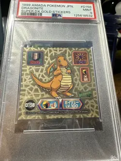 1999 Pokemon Amada Super DX Gold D158 Dragonite PSA 9 - Image 4