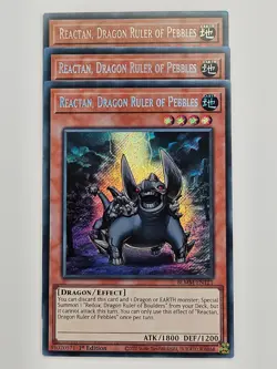 Yu Gi Oh - 3x BLMM-EN121 Reactan, Dragon Ruler Of Pebbles - Secret Rare - Image 1