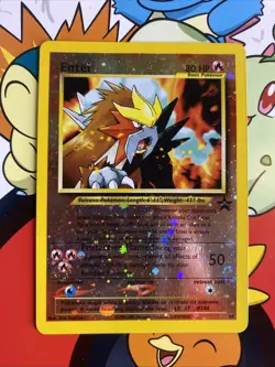 Three SWIRL Entei Black Star Promo #34 Movie Reverse Holo - Pokemon Card - LP - Image 1