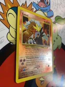 Three SWIRL Entei Black Star Promo #34 Movie Reverse Holo - Pokemon Card - LP - Image 2