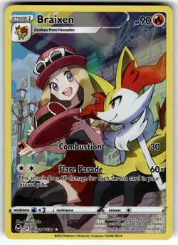 Braixen TG01/TG30 SWSH12: Silver Tempest Trainer Gallery NM Pokemon Card TCG - Image 1