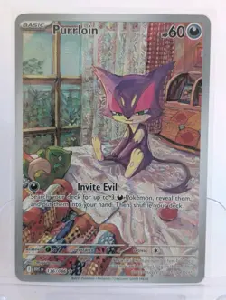 2025 Pokemon Sv: White Flare Purrloin 136/086 Illustration Rare Holo Card NM - Image 1