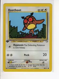 HOOTHOOT 1ST EDITION NEO GENESIS SET POKEMON CARD 60/111 EX/NM - Image 1