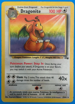 Dragonite 19/62 Fossil Non Holo Rare Pokemon Card WOTC 1999 Vintage Set MP-HP - Image 1