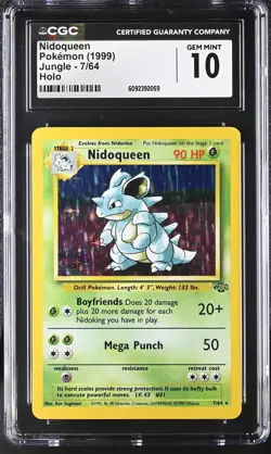 CGC 10 GEM MINT Nidoqueen 1999 Jungle 7/64 Holo Pokemon Card - Image 1