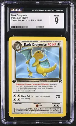 CGC 9 MINT Dark Dragonite Team Rocket 1st Edition 22/82 Pokemon Card - Image 1