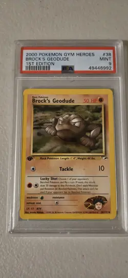 Pokemon Gym Heroes #38 - Brock's Geodude - MINT - 1st Edition - PSA 9 - Image 1