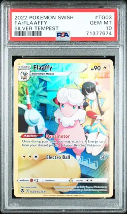 2022 Pokemon SWSH Silver Tempest #TG03 Flaaffy Full Art PSA 10 Gem Mint W/ Elesa - Image 1