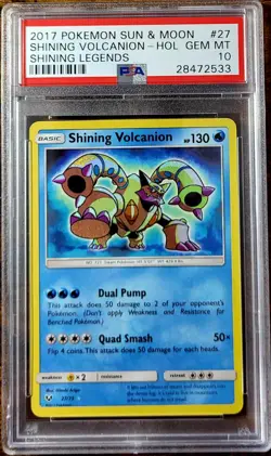 2017 Pokemon S&M Shining Legends #27 Shining Volcanion Holo PSA 10 Gem Mint - Image 1