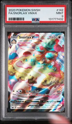 2020 POKEMON SWORD & SHIELD #142 SNORLAX VMAX FULL ART PSA 9 MINT - Image 1