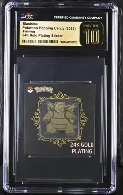 CGC Pristine 10 Blastoise 24k Gold Plated Pokemon Candy Sticker - Image 1