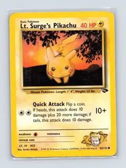 Pokemon TCG Lt. Surge's Pikachu 084/132 Gym Challenge Unlimited HP - Image 1