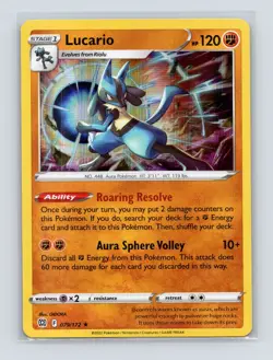 Pokemon TCG Lucario 079/172 SWSH09: Brilliant Stars Holo NM - Image 1