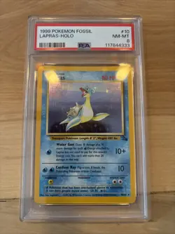 1999 POKEMON FOSSIL #10 LAPRAS-HOLO PSA 8 NM-MT - Image 1