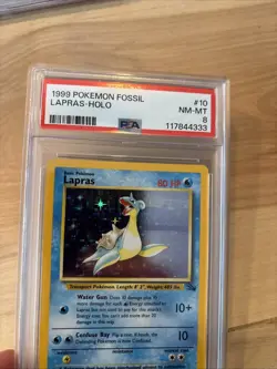 1999 POKEMON FOSSIL #10 LAPRAS-HOLO PSA 8 NM-MT - Image 2