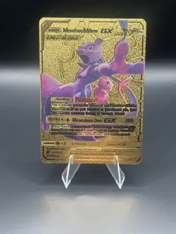 Mewtwo & Mew GX Premium Gold Foil Fan Art Textured Collector Pokemon 71/236 - Image 1