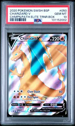 2020 Pokemon SWSH Charizard V SWSH050 Champions Path ETB Promo PSA 10 - Image 1