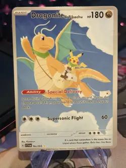 Custom Pokemon Dragonite &Pikachu Waifu Doujin ACG DIY Trainer Full Art Card - Image 1