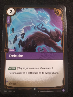 REBUKE 172/298 RIFTBOUND LEAGUE OF LEGENDS RARE FOIL ENGLISH CARD - Image 1