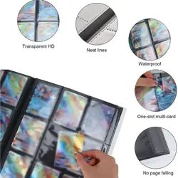 360 Card Pocket Binder with Strap 9 Pocket Trading Cards Album Folder, Black - Image 2