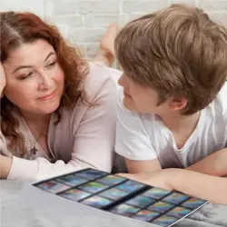 360 Card Pocket Binder with Strap 9 Pocket Trading Cards Album Folder, Black - Image 3