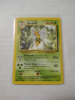Beedrill Original Base Set Rare 17/102 Pokemon Card WOTC - Image 1
