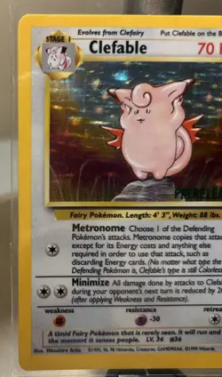 1999 Pokemon Pre-Release Jungle Clefable Stamped Card 1/64 Rare - Image 2