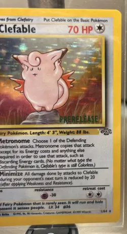 1999 Pokemon Pre-Release Jungle Clefable Stamped Card 1/64 Rare - Image 3