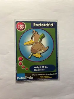 Pokemon - 1999 Burger King PokeTrivia Promo Card - FARFETCH'D #83 LP - Image 1