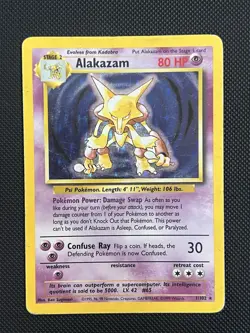 Pokemon Cards: Base Set Rare Holo: Alakazam 1/102 - Image 1