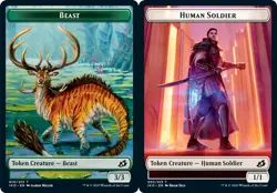 4x Beast Token // Human Soldier Token (005) - Foil NM-Mint, English Ikoria: Lair - Image 1
