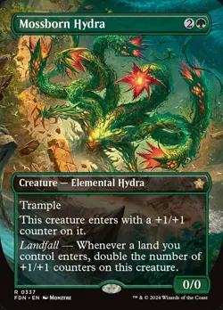 MTG Mossborn Hydra - Borderless, Light Play, English Foundations - Image 1