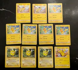11 x Pikachu Pokemon Card Bundle (Various Sets, LP) - Image 1