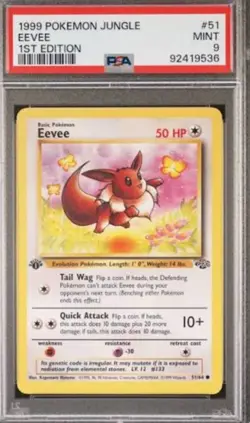 PSA 9 1st Edition Eevee #51 Jungle 1999 Pokemon MINT - Image 1
