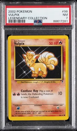 2002 POKEMON LEGENDARY COLLECTION #98 VULPIX PSA 7 - Image 1