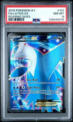 2015 POKEMON XY ROARING SKIES #101 FULL ART/LATIOS EX PSA 8 - Image 1