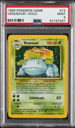 1999 POKEMON GAME #15 VENUSAUR-HOLO PSA 9 - Image 1