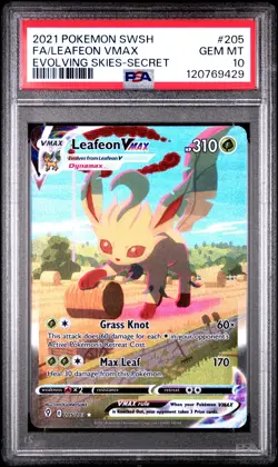 2021 POKEMON SWORD & SHIELD EVOLVING SKIES SECRET FULL ART/LEAFEON VMAX PSA 10 - Image 1