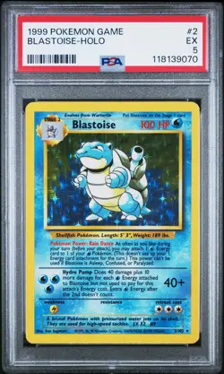 1999 POKEMON BASE SET UNLIMITED #2 BLASTOISE-HOLO PSA 5 - Image 1