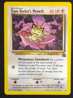 Team Rocket's Meowth 18 Wizards Black Star Promo Pokemon Card - Image 1