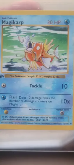 1st Edition Pokemon Magikarp 035/102 Base Set (Shadowless) Raw Card - Image 2