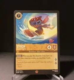 ✨Stitch - Carefree Surfer 24/204 Fabled Cold Foil Disney Lorcana NM Card✨ - Image 1
