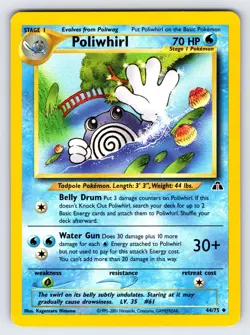 Poliwhirl 44/75 2001 Neo Discovery Pokemon Card Vintage WOTC Uncommon - VLP - Image 1